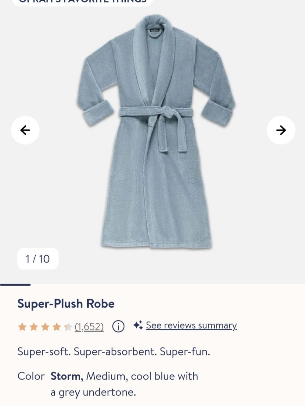 Brooklinen Superplush Robe, Cotton, Size Small